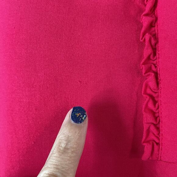 Fourteenth Place Pink Sleeve Split Neck Blouse with Ruffle Trim XS - Picture 7 of 7